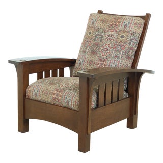 Stickley Mission Oak Bowed Arm Morris Chair For Sale