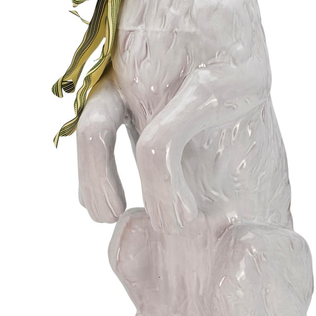 Large White Rabbit Statement Animal Sculpture Earth Needs California Glazed Terracotta Statue 27.5" For Sale - Image 10 of 17