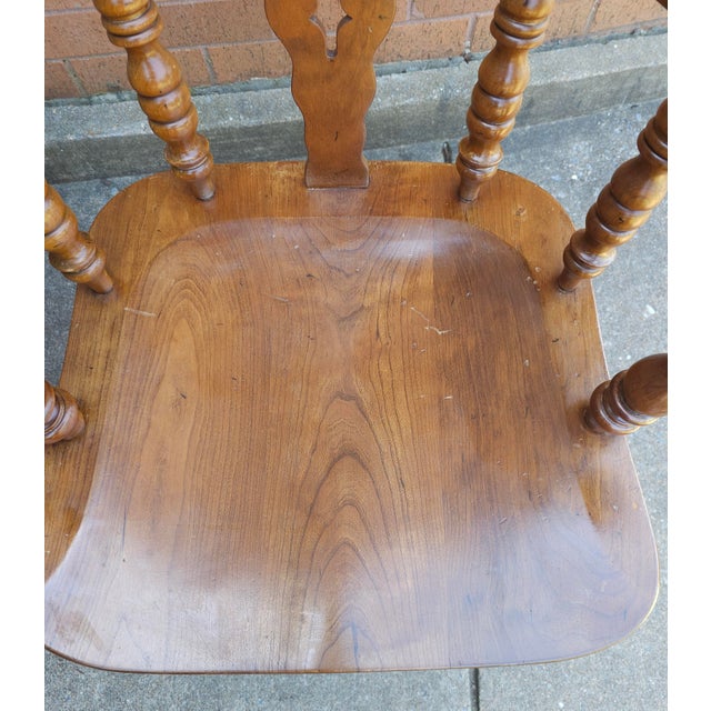Wood Pair Stickley Mid-Century Windsor Style Cherry Armchairs For Sale - Image 7 of 11