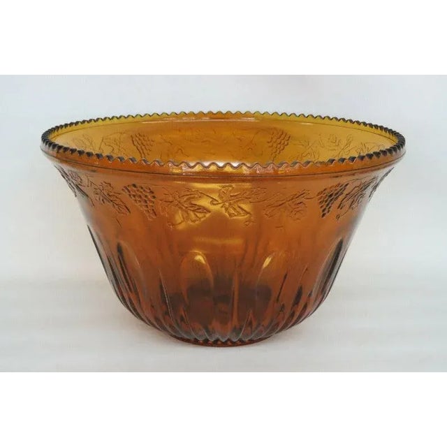 Indiana Harvest Grape Style Amber Glass Punch Bowl For Sale - Image 11 of 11
