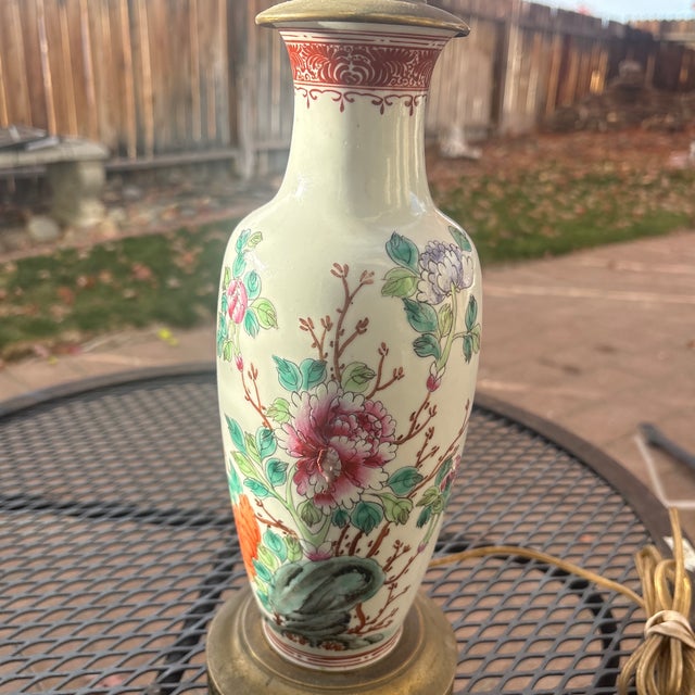 1920s Chinese Famille Rose Lamp For Sale - Image 4 of 6