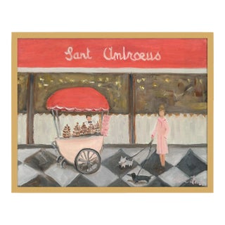 Sant Ambroeus by Alice Ford in Pale Gold Frame, Small Art Print For Sale