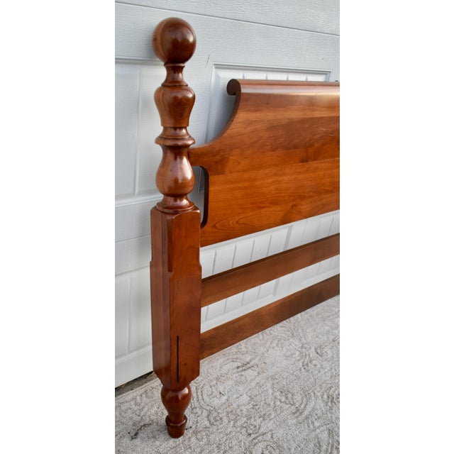 1970s Vintage Full Size Solid Cherry Americana Style Headboard For Sale - Image 5 of 13