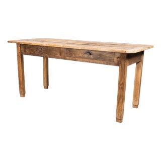 Vintage French Farmhouse Table in Scrubbed Pine, 1950s For Sale