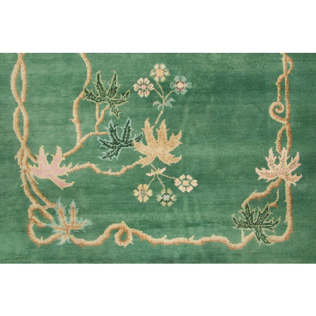 Contemporary Chinese Deco Style Green & Gold Floral Wool Rug by Rug & Kilim For Sale In New York - Image 6 of 9
