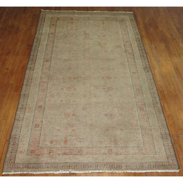 Shabby Chic Gray Khotan Gallery Size Wool Late 19th Century Carpet For Sale In New York - Image 6 of 6