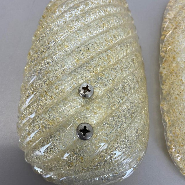 Murano Gold Flake Ice Glass Wall Sconces, Germany, 1980s, Set of 2 For Sale - Image 9 of 18