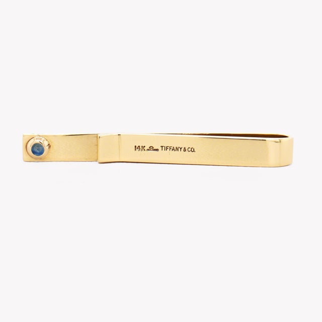 Tiffany & Co. 14k Yellow Gold & Sapphire Tie Bar or Tie Clip For Sale - Image 11 of 14