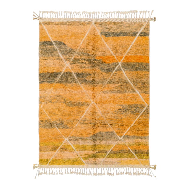 Hand-Knotted Moroccan Wool Rug | 9'7" X 7'1" | One of a Kind For Sale