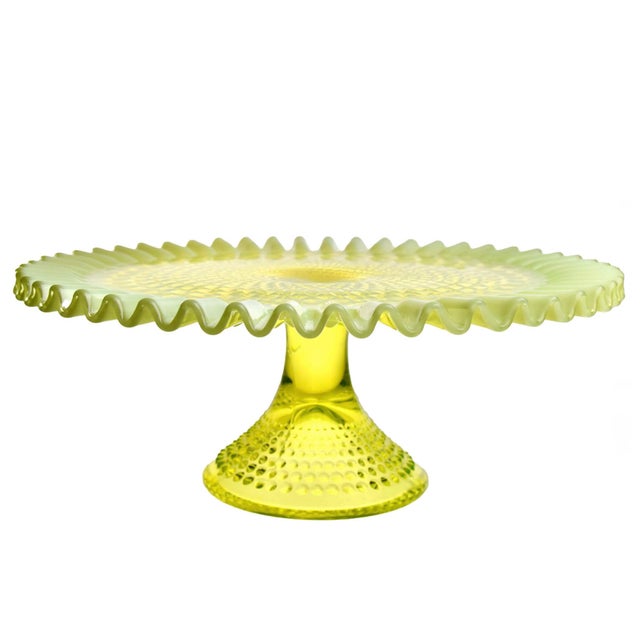 1940s Fenton Hobnail Vaseline Glass Cake Stand Chairish