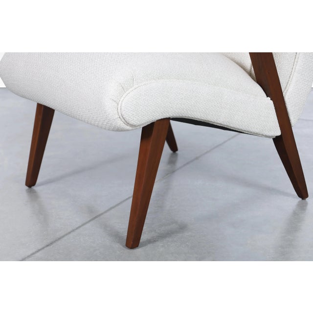 Off-white Mid-Century Modern Walnut Lounge Chairs With Floating Armrests, 1950s For Sale - Image 8 of 12