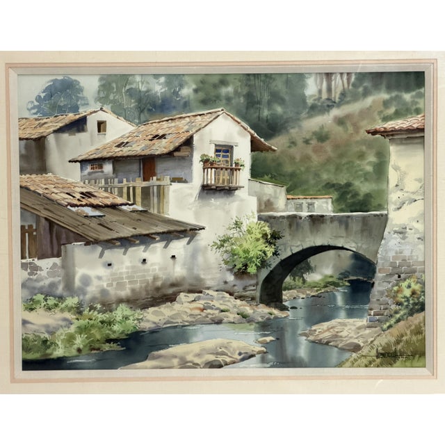 Luis Amendolla (Mexican 1939-2000) Watercolor Village Landscape, Signed For Sale In Los Angeles - Image 6 of 18
