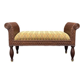 Ethan Allen "Wakeby" Woven Rattan Bench For Sale
