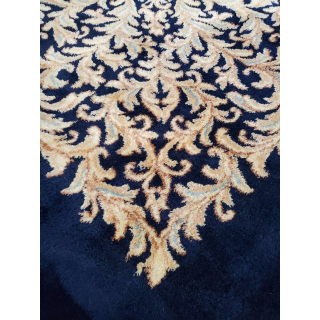 Antique Persian Kerman Oriental Carpet, Handmade Rug Navy, Ivory, Red, Soft Gold For Sale - Image 11 of 18