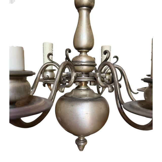 Vintage Silverplate Georgian Chandelier For Sale - Image 4 of 9