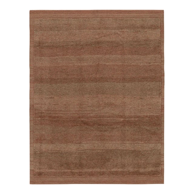 Rug & Kilim’s Modern Rug in Terracotta Tones and Striae With Brown Accents For Sale