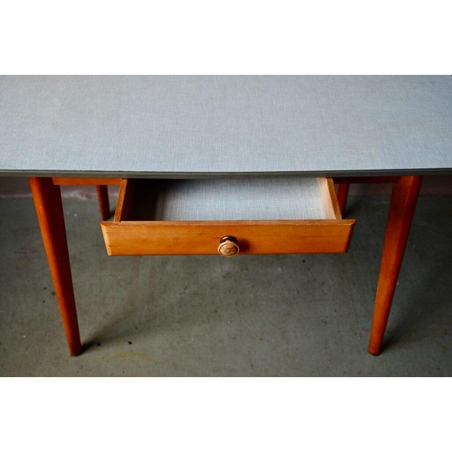 Wood Vintage Formica Table with Compass Legs, 1960s For Sale - Image 7 of 18