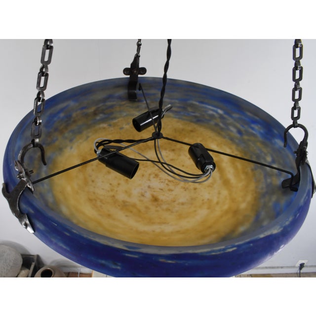 Large French Art Deco Pendant Light by Daum & Majorelle - 1925 Chandelier France For Sale - Image 13 of 15