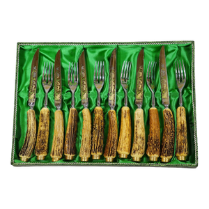 Vintage Stainless Steel and Horn Cutlery Set 'Othello' by Anton Wingen, 1950s