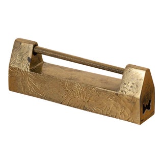 Antique Engraved Brass Chinese Padlock For Sale