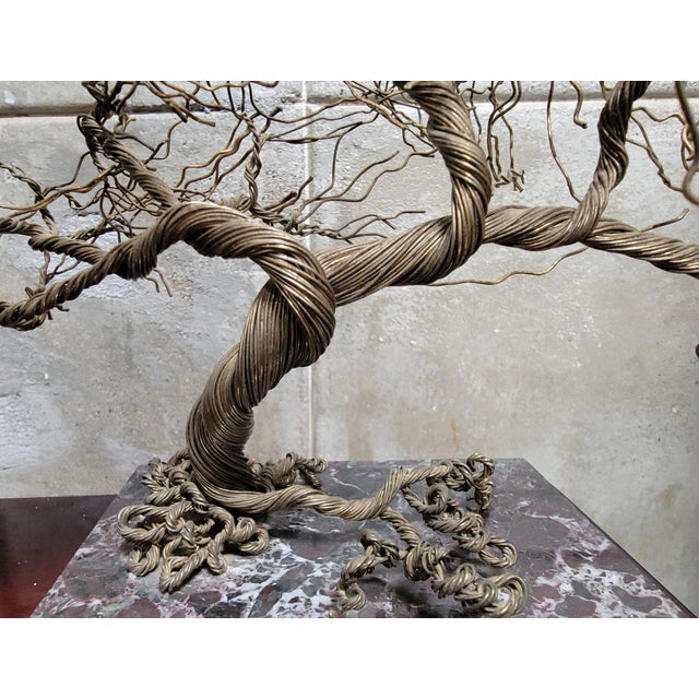 Curtis Jere Wire Tree Sculpture on Marble Base, Artist Signed For Sale - Image 4 of 14
