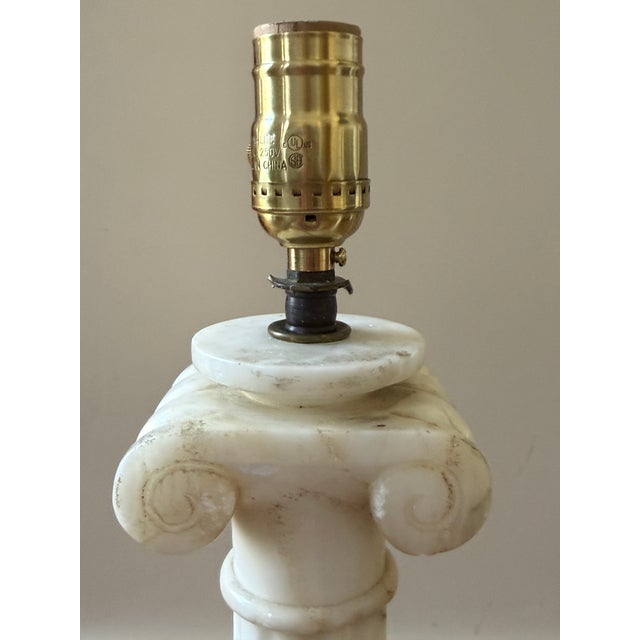 Vintage Alabaster Column Lamp Pair For Sale - Image 11 of 18