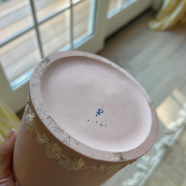 Pink Vintage Pink Italian Jasperware Jars- A Pair For Sale - Image 8 of 9