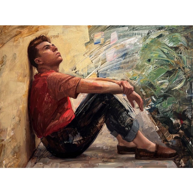 The Wanderer by Matt Talbert | Oil on panel Portrait of a young man looking upwards. For Sale - Image 4 of 5