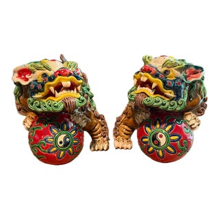 Pair of San Tao Fang Foo Dogs For Sale