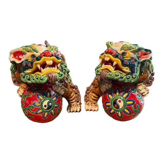 Pair of San Tao Fang Foo Dogs For Sale