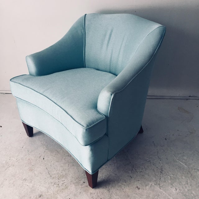 Traditional Club Chair & Ottoman Light-Blue Excellent | Chairish