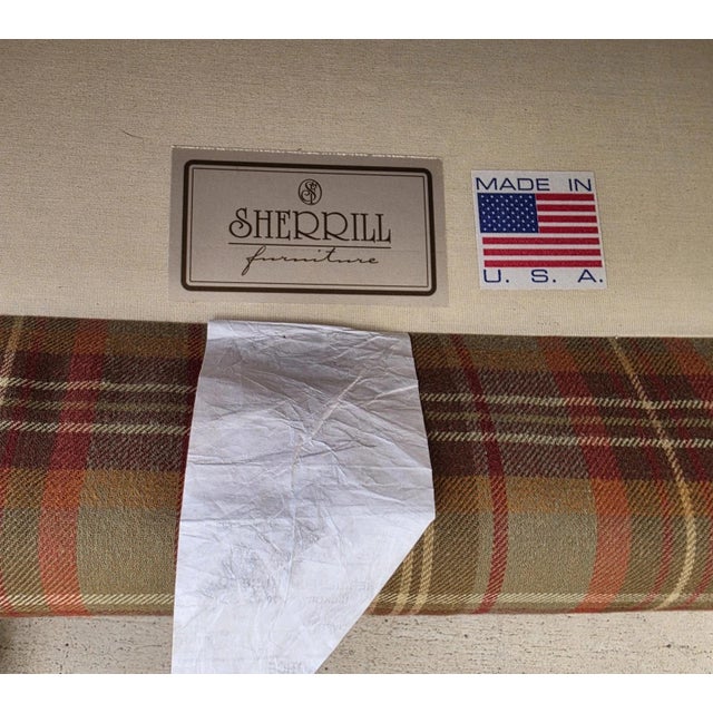 Textile Sherrill English Country Swivel Rocker Lounge Club Chair For Sale - Image 7 of 7