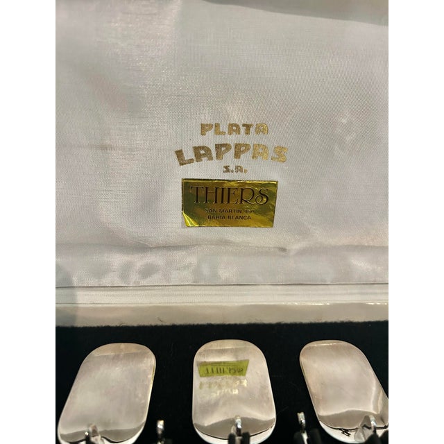 Vintage Plata Lappas Argentina Modernist Silver Plate Knife Rests, Set of 12 in Original Presentation Box For Sale - Image 11 of 12