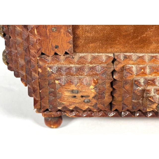 Antique Folk Tramp Art Box For Sale - Image 14 of 17