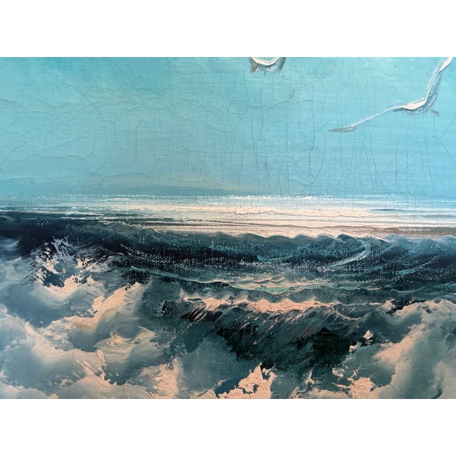 Roal English Seascape Oil Painting Vintage Ocean Waves Coastal Marine Art For Sale In Jacksonville, FL - Image 6 of 13