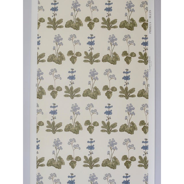 Lauren Servati Textiles, Primula Wallpaper in Blues For Sale - Image 4 of 4