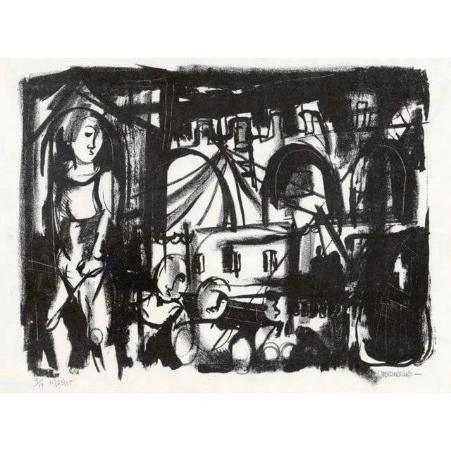 Mid-Century Modern 1955 Mid Century Modern Figural Lithograph For Sale - Image 3 of 3