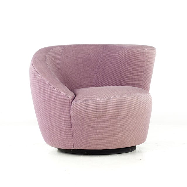 Vladimir Kagan Vladimir Kagan Style Mid Century Nautilus Purple Swivel Lounge Chairs - Pair For Sale - Image 4 of 12