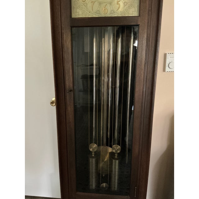 1910s 1915 Herschede Hall Walnut Grandfather Tall Clock 5 Chimes For Sale - Image 5 of 9