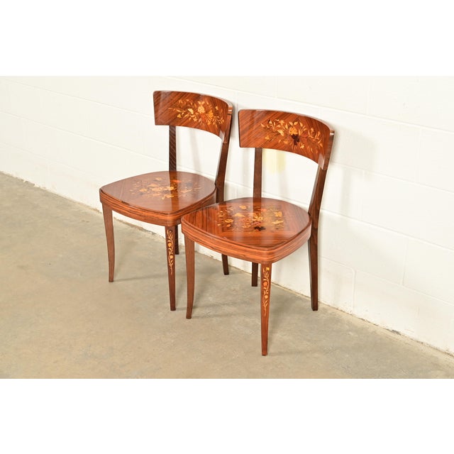 Italian Louis XVI Kingwood Inlaid Marquetry Side Chairs or Dining Chairs, Pair For Sale - Image 13 of 13