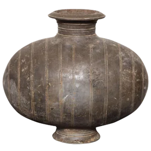 Western Han Dynasty Terracotta Cocoon Jar With Incised Bands From China