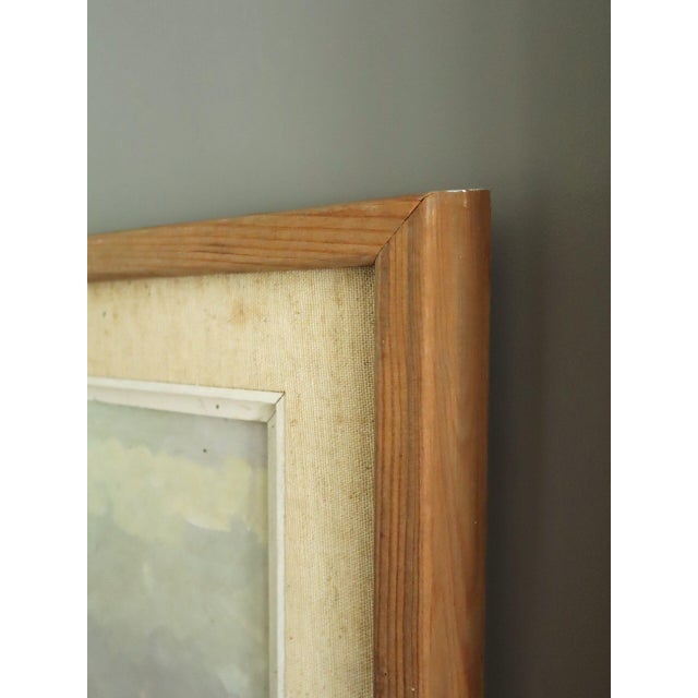 Brick Red 1957 Mid-Century Modern 'Market Day in the Square' Vintage Original Street Scene Landscape Oil Painting, Framed For Sale - Image 8 of 12