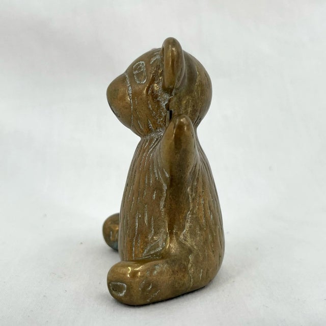 Vintage Mid-Century Brass Teddy Bear Animal Figurine For Sale - Image 4 of 11