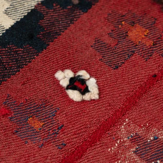 1980s Handmade Red Geometric Wool Kilim Rug, 1980s For Sale - Image 5 of 9