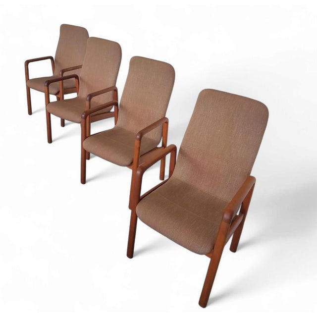 Teak & Fabric Dining Chairs from Dyrlund, 1960s, Set of 4 For Sale - Image 6 of 6