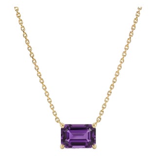 Amethyst Bar Necklace | Purple Gemstone Necklace | February Birthstone Necklace For Sale