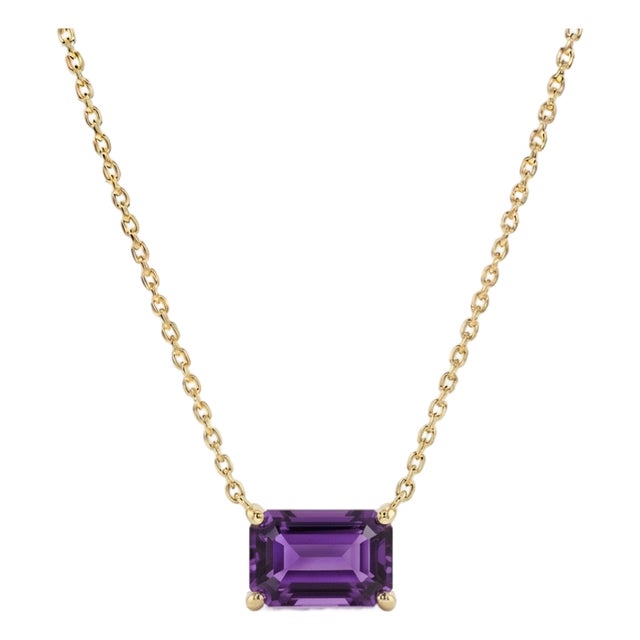 Amethyst Bar Necklace | Purple Gemstone Necklace | February Birthstone Necklace For Sale