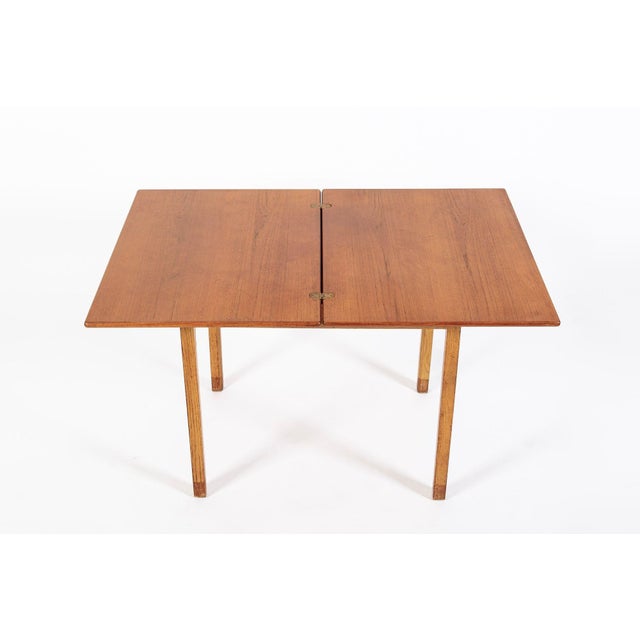 1970s Mid-Century Danish Small Wood Extendable Dining or Game Table by SKM For Sale - Image 5 of 12