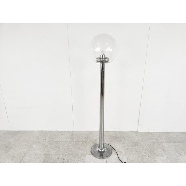 Vintage Chrome and Glass Floor Lamp, 1970s For Sale - Image 9 of 10