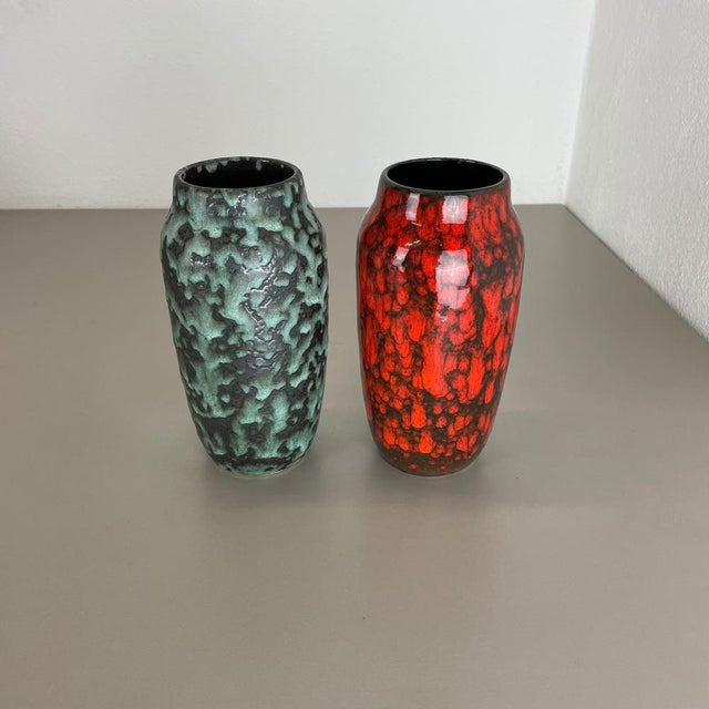 Super Color Crusty Fat Lava Vases from Scheurich, Germany, 1970s, Set of 2 For Sale - Image 3 of 18